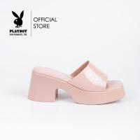 ราคา Playboy รองเท้าส้นหนา ลิขสิทธิ์แท้ รุ่น ST HS242C108 ดีไซน์สกรีนโลโก้ มี 2 สี สีดำและสีชมพู (21936603428)