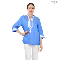 ราคา ITOKIN เสื้อลินิน คอจีน แต่งพู่ W5B088 (21303533817)
