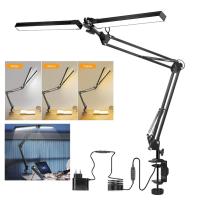 ราคา 24W 5V โคมไฟตั้งโต๊ะ โคมไฟตั้งโต๊ะสองหัว 3 โหมดแสงที่ปรับได้ โคมไฟอ่านหนังสือ หมุน 360 อุปกรณ์ป้องกันดวงตาพร้อมคลิป (21913010607)