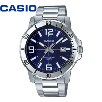 ราคา COM Shop Casio Standard นาฬิกาข้อมือสุภาพบุรุษ สายสแตนเลส รุ่น MTP 1239D 7ADF สีน้ำเงิน (15161503506)