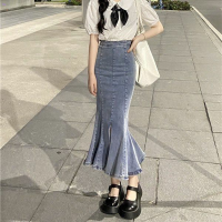 ราคา กระโปรงหางปลากระโปรงยีนส์กระโปรงผู้หญิงกระโปรงยาวปานกลางสีดำสำหรับสาวอวบเก็บเนื้อดูผอมดูดีแบบใหม่2023ฤดูใบไม้ร่วงสำหรับผู้หญิง (21868297279)