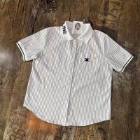 ราคา เสื้อคอปกกระดุมหน้าแขนสั้นทรงสวยผ้าลายแบรนด์ (21874448752)