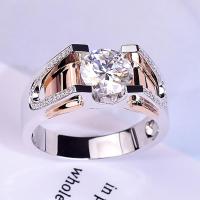 ราคา Rose Gold Platinum Two Tone Ring Imitation Moissanite Ring Punk Rough Personality Mature Domineering Horn Ring (21500356053)