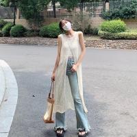 ราคา เสื้อผ้าถักฉลุลายแหวกข้างสีขาวสไตล์โบฮีเมียนสำหรับผู้หญิงเสื้อคลุมแขนกุดใส่ทับด้านนอกสำหรับฤดูร้อนเดรสยาวคลุมเข่า (21282338658)