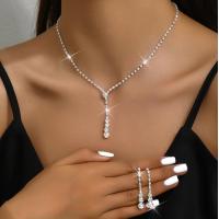 ราคา 3PCS Elegant Rhinestone Necklace And Earrings Set For Women Bridal Wedding Prom Jewelry Set (22092444981)