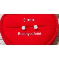 ราคา 1คู่ แพ้ง่ายใส่ได้ ต่างหูเพชร CZ เพชรรัสเซีย เม็ดกลม 2 mm 7 mm ตัวเรือนเงินแท้ 92 5 Diamond Earings ต่างหูเงิน (16069674496)