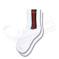 ราคา ถุงเท้า ลายแถบ กุชชี แถบ เขียวแดง ขนาด Free Size Stripes Gucci Socks (21725513098)