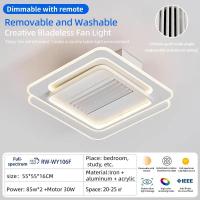 ราคา ไฟพัดลมไร้ใบพัดหรี่แสงได้ทันสมัยพร้อมรีโมทคอนโทรล6ระดับโคมไฟห้องนอน LED ในร่มโคมไฟติดเพดานแสงสีฟ้ากัน Pelindung Mata พัดลมไฟฟ้าปิดเสียงแบบ All In One กรอบโคมไฟระย้าใบไม้ถอดออกได้และทำความสะอาดได้ (219