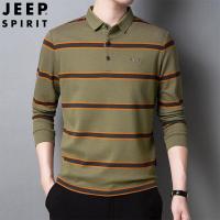 ราคา เสื้อโปโลผู้ชาย JEEP SPIRIT Cotton Stripe POLO Shirt Men S Long Sleeve Business Casual T Shirt (16594819628)