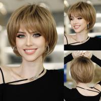 ราคา สีน้ำตาลเป็นธรรมชาติเหมือนจริงเต็มศีรษะฟูผมหยิกสั้น (21952865721)