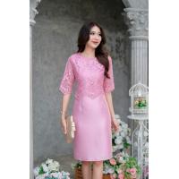 ราคา 2 สี ฟ้า ชมพู เทา เดรสออกงาน ผ้าไหมอิตาลีคลุมลูกไม้ครึ่งบน สวยมากค่ะ M 3XL เดรสไปงาน สวยหวาน เดรสสั้น (18657616849)