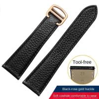 ราคา Genuine Leather Watch Strap for Cartier Tank London Solo Lychee textured cowhide Watchband Men Women band 17 20 22 23 24 25mm (19253587376)