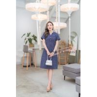 ราคา V001 เดรสผ้าชาแนล ผ้าทวีต ตกแต่งช่องคอ luxury ผ้าสวยนุ่ม ลุคคุณหนูสุดๆ (12796684155)
