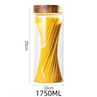 ราคา Wooden Spiral Mouth Circular Glass Storage Container Fruit Candy Noodle Food Storage Container Kitchen Organizer and Storage (21685677091)
