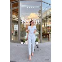 ราคา เซต2ชิ้นขายาวลูกไม้ฉลุ แขนสั้นกระดุมหน้า งานป้าย Si am B307 (22064985447)