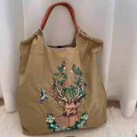 ราคา Bear BallChain Embroidery Handbag Ice Cream Elk Drawstring Tote Bag Lightweight Mommy Bag Ins Flower Shoulder Bag Shopping (21897636778)