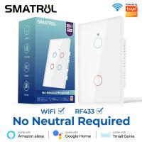 ราคา SMATRUL Tuya Smart Switch สวิตช์ไฟ wifi App Control Wifi Smart Wall Switch ไม่มีNeutral Wifi RF433 สวิตช์ไฟสัมผัส (22128610973)