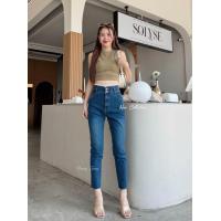 ราคา กางเกงยีนส์ ผ้ายืดทรงบอย แต่งขอบลูกไม้เก๋ๆสวยๆจร้า (21473593157)