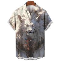 ราคา 2567เสื้อเชิ้ตแขนสั้นสำหรับผู้ชายเสื้อเชิ้ตลำลองพิมพ์ลายสัตว์เสือสำหรับผู้ชายใส่ในฤดูร้อน (21531023154)
