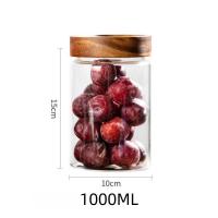 ราคา Wooden Spiral Mouth Circular Glass Storage Container Fruit Candy Noodle Food Storage Container Kitchen Organizer and Storage (21685677089)