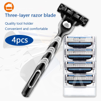 ราคา Gillette Mach 3 Blades Face Manual Turbo Razor 4 Beard Shavette Cartridge (22126459614)