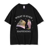 ราคา What Is Even Happening Funny Frog Meme T Shirts Men Women Fashion Casual Short Sleeve T Shirt Cozy Cotton Oversized T shirt Tops (21918979360)
