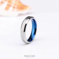 ราคา แหวนไทเทเนี่ยมแท้ ข้างในวงเคลือบด้วย Blue Titanium ผิวนอกปัดด้าน SL15 (15851589528)