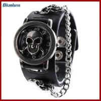 ราคา Bluelans นาฬิกาแฟชั่นผู้ชายสไตล์พังค์นาฬิการ็อคโซ่ลายหัวกะโหลกสายหนังเทียมนาฬิกาข้อมือ (14729305222)