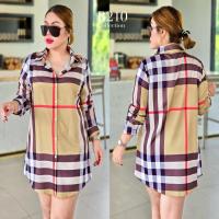 ราคา เสื้อเชิ้ต oversize ลายเวอร์ซาเช่ร์ เชิ้ตสีดำ เชิ้ตเกาหลี เสื้อเชิ้ตผู้หญิง ฟรีไซส์ (22099008981)