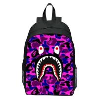 ราคา พิมพ์ปากขนาดใหญ่ Graffiti กระเป๋านักเรียนการ์ตูนฉลามกระเป๋าเด็กการ์ตูนกระเป๋า (21155701043)