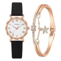 ราคา A Decent035 2PCS Set GaietyWatch For Women RhinestoneWatch Ladies Girl Wristwatch SimpleGift Montre Femme (16037749853)