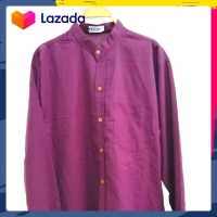 ราคา เสื้อเชิ้ตคอจีนผู้ชาย แขนยาว สีม่วงมังคุด ผ้าอ๊อกฟอร์ด (12529512271)