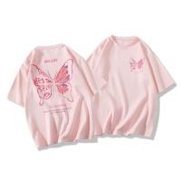 ราคา COD กรุงเทพจัดส่งสินค้า BOOM Shop T shirtผีเสื้อสีชมพูสวยพิมพ์เสื้อยืดแขนสั้นหลวม เสื้อ oversize (22100062958)
