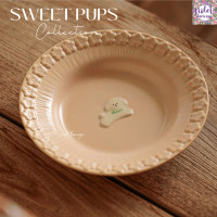 ราคา Violet Flamingo จานชามเซรามิครุ่น Sweet Pups จานสไตล์วินเทจลายลูกหมาสุดคิ้ว จานเซรามิคสีชมพู ลายน้องหมาสีขาว (22114389950)