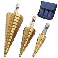 ราคา ดอกสว่าน ทรงเจดีย์ Step Drill เคลือบไทเทเนี่ยม ดอกเจดีย์เจาะขยายรู แกนหกเหลี่ยม ขนาด 4 32 4 20 4 12 (22088920637)
