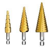 ราคา ดอกสว่าน ทรงเจดีย์ ขั้นบันได เจาะรู ขยายรู คว้านรู ดอกเล็ก ใหญ่ ขนาด 4 32 มม ชุด3ชิ้น 3pcs HSS StepDrill (21952373637)