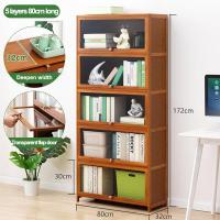 ราคา KIMDELIN ตู้โชว์5 4 3ชั้นชั้นชั้นหนังสือที่จัดระเบียบตู้ไม้ชั้นหนังสือกระจกชั้นไม้เก็บของประตูพลิก (21974737856)