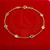 ราคา สร้อยข้อมือทองคำแท้ 9K ประดับพลอยนพเก้าแท้ (21407866186)