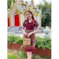 ราคา ชุดไทย ผ้าไทยกระโปรงทรงสอบผ่าหน้า คอบัว สวยๆ เดรสไทยสวยๆ เลยจ้าา (21529346952)