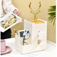 ราคา กล่องทิชชู่หรูหราแสง กล่องกระดาษทิชชู่ ความคิดสร้างสรรค์อเนกประสงค์ กล่องเก็บรีโมทคอนโทรล กล่องใส่ของพร้อมช่องทิชชู่ฝาปิดกวาง (20602921599)