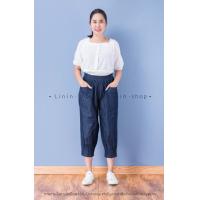 ราคา กางเกงขา 5 ส่วนแต่งปลายขาจีบแต่งกระเป๋าหน้าผ้ายีนส์ฟอก กางเกงขาจีบ5ส่วนผ้าลินิน กางเกง5ส่วนผู้หญิงผ้าลินิน กางเกงลินิน (21544766153)