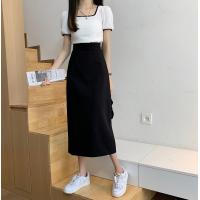 ราคา ชุดสูทสีดำทรงลูกแพร์กระโปรงแหวกข้างสำหรับผู้หญิงกระโปรงรัดสะโพกทรงดินสอยาวคลุมเข่าสำหรับฤดูร้อนกระโปรงทรงเอเอวสูง (21923914187)