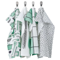 ราคา ผ้าเช็ดจาน IKEA สีขาว เขียว มีลาย ขนาด 45x60 ซม แพ็ค 4 (21400176887)
