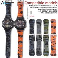 ราคา Aotelayer 18มิลลิเมตรสายสำหรับ Casio AQ S810W ยางนาฬิกาวง AE 1000W AE 1200 1300 SGW 300พรางซิลิโคนดูอุปกรณ์เสริม (16248892972)