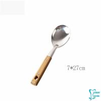 ราคา ตะหลิวด้ามไม้ อุปกรณ์ทำอาหาร จับถนัดมือ Stainless steel kitchenware (14564295325)