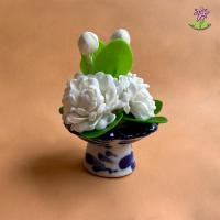 ราคา พานมะลิ ช่อมะลิ เซ็ตพานของไหว้ ดอกไม้ ดอกมะลิ งานดินปั้น ขนาดเล็ก (21971430223)