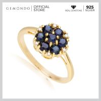 ราคา Gemondo แหวนเงิน 925 ชุบทอง 18K ประดับไพลิน Blue Sapphire และเพชร Diamond รูปทรงดอกไม้ แหวนไพลิน แหวนพลอย (9579638454)