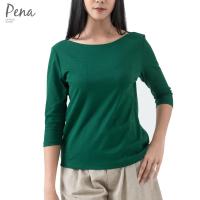 ราคา Pena house เสื้อยืดสีเบสิคคอปาด แขนสามส่วน PSTL001 (21128381271)