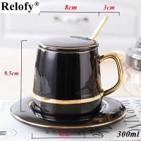 ราคา 400ml Gift Package Ceramic Mug with Lid Spoon and Saucer Lovers Coffee Mug Creative Coffee CupsCeramic Coffee Cup Set Drinkware (21656026427)