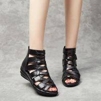 ราคา HOT14 รองเท้าสานรองเท้าแตะส้นหนาหญิงฤดูร้อนกลางรองเท้าส้นสูงนุ่มหนังสบาย Soft รองเท้ารองเท้าผู้หญิงซิปด้านหลัง (20883422642)